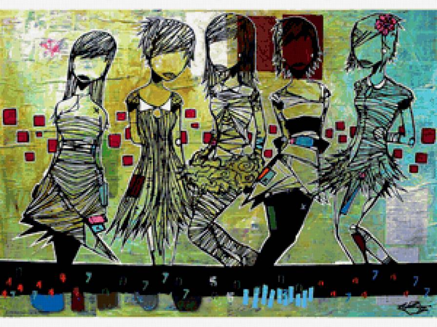 Подруги - аарон кратен, картина, художник, арт - предпросмотр