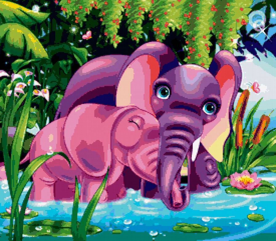 слоники - слон, зверята, романтика, детская, слоны, любовь, мультяшки - предпросмотр