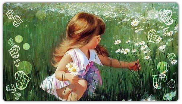 Девочка - лето, ребенок, поляна, цветы - оригинал