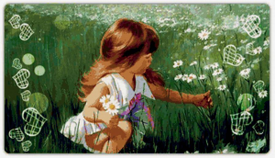 Девочка - лето, цветы, ребенок, поляна - предпросмотр