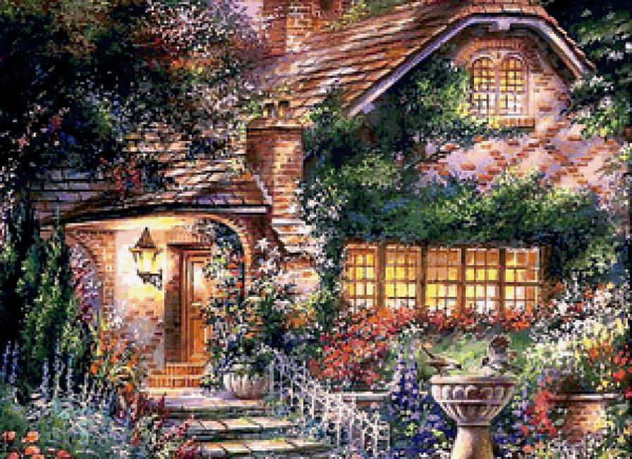 Уютный домик - уютный уголок, цветы, лес, домик - предпросмотр