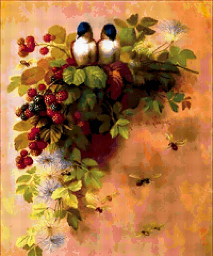 натюрморт - натюрморт.птицы, природа, , букет, цветы, романтика - предпросмотр