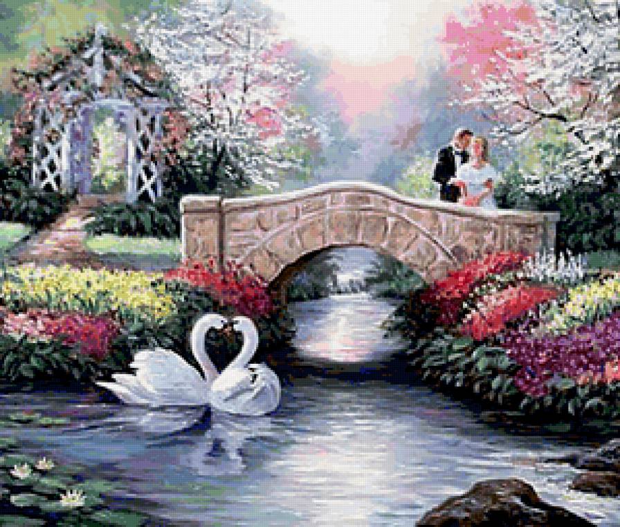 пейзаж - пейзаж, живопись.люди.любовь, природа, река, парк, картина, лес - предпросмотр