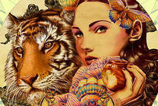 Оригинал схемы вышивки «девушка и тигр» (№221171)