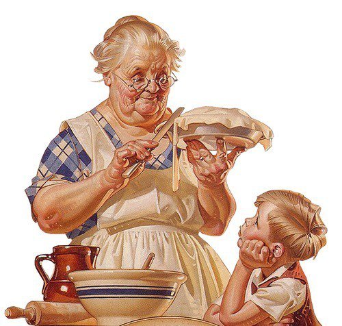 Бабушка - выпечка, мальчик, бабушка, кухня - оригинал