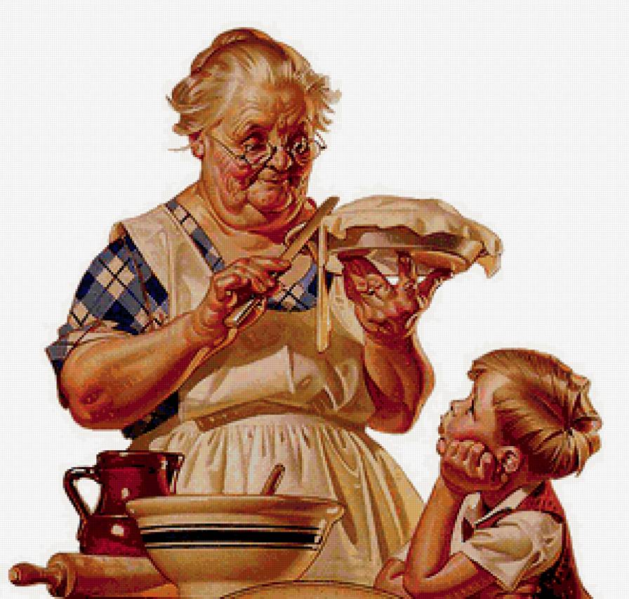 Бабушка - выпечка, бабушка, кухня, мальчик - предпросмотр