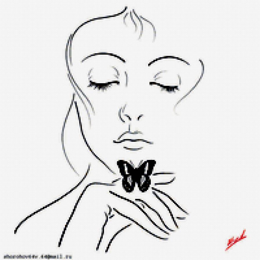 Девушка с бабочкой - девушка - предпросмотр