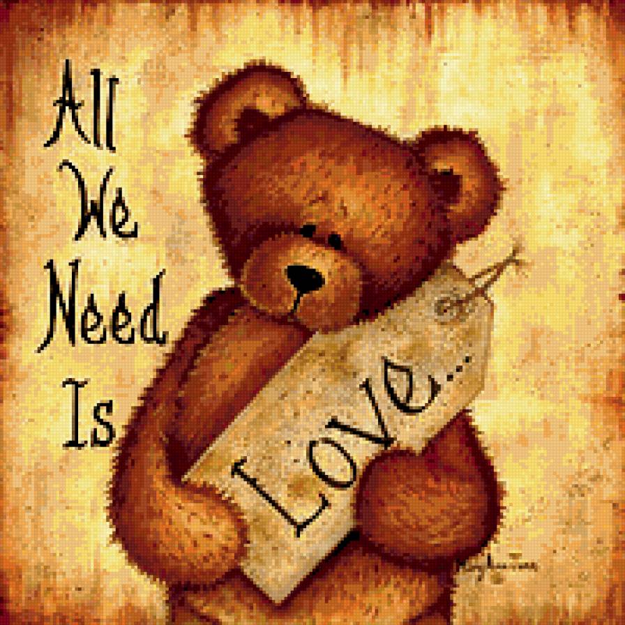 С любовью - любовь, пожелание, мишка - предпросмотр