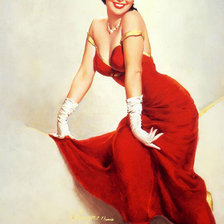 Оригинал схемы вышивки «Девушка в красном» (№221956)