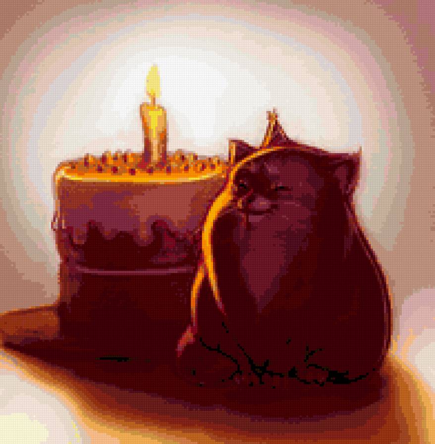 Котик - кот, свеча, подушка - предпросмотр