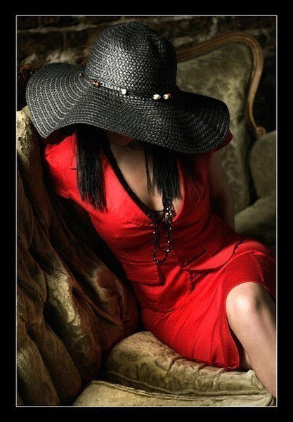 девушка-загадка - красное, шляпа, девушка, женщина - оригинал