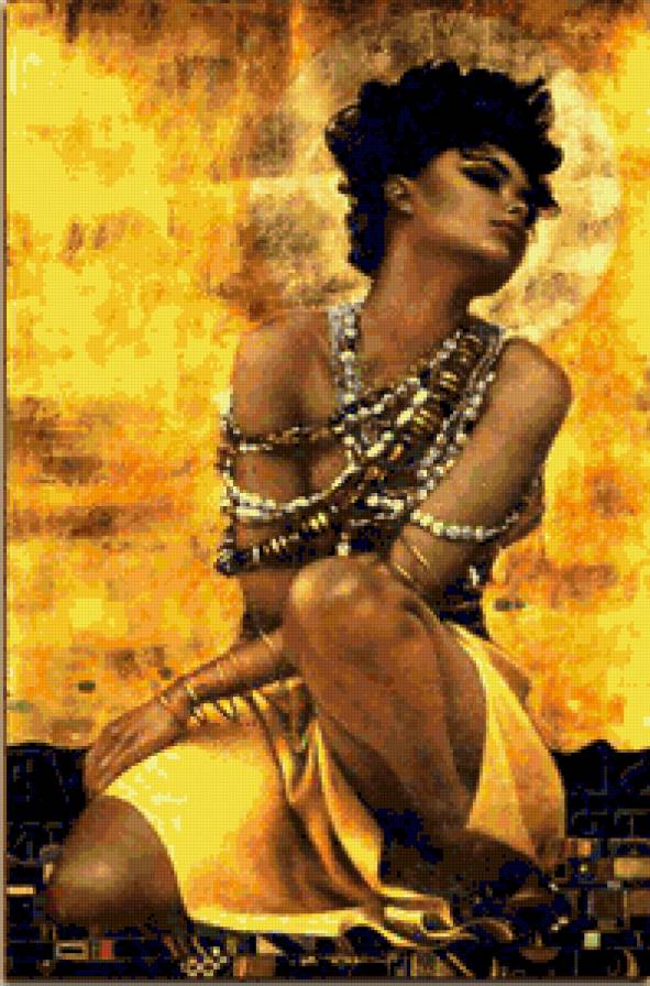 Африканская девушка - африканка, картина, негритянка, живопись, африка, девушка, искусство - предпросмотр