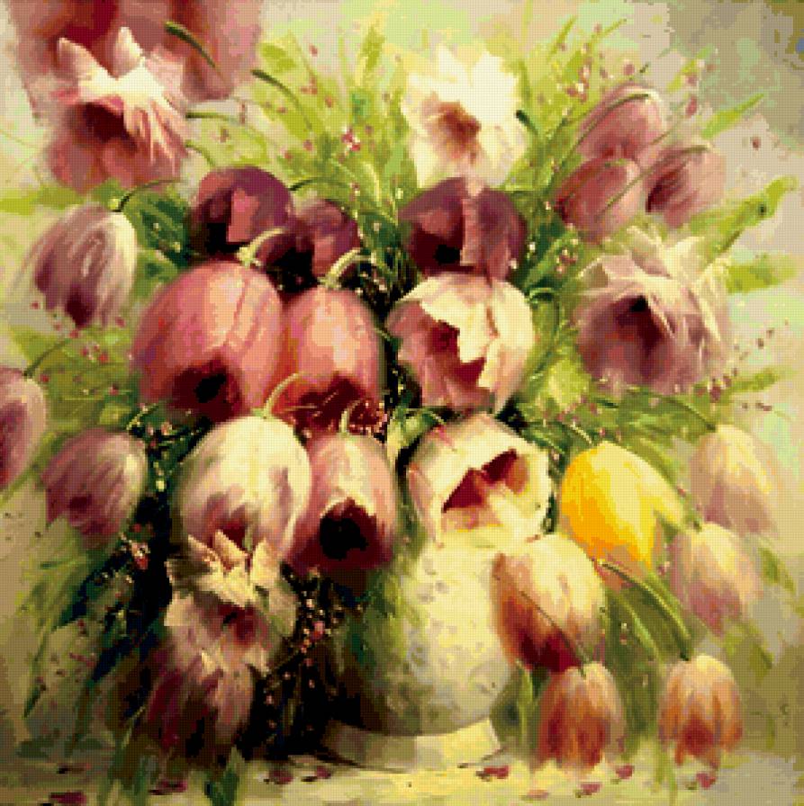 Нежный букет - букет, цветы, ваза - предпросмотр