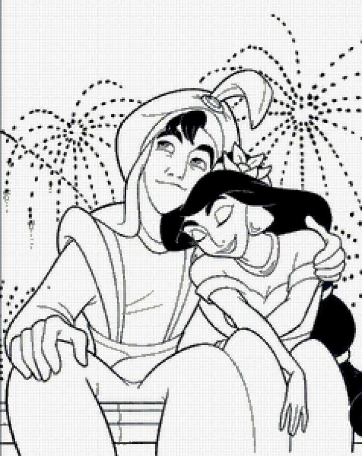 монохром - контур, монохром, мультик, принцессы диснея - предпросмотр