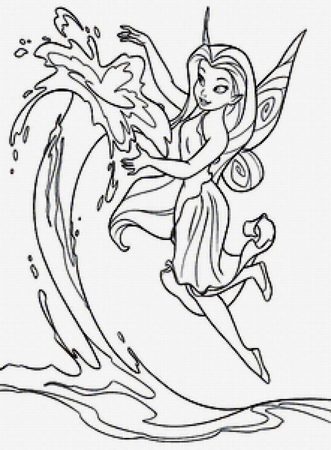 монохром - принцессы диснея, контур, монохром, мультик - предпросмотр