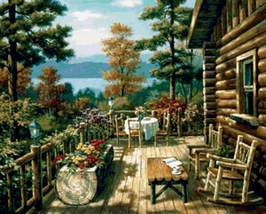 Пейзаж, дворик - дворик, пейзаж - предпросмотр