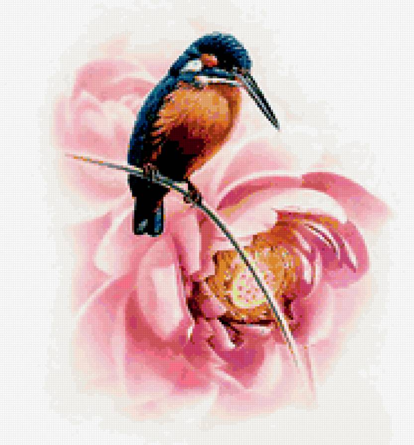 Птица - природа, дерево, птица, цветы - предпросмотр