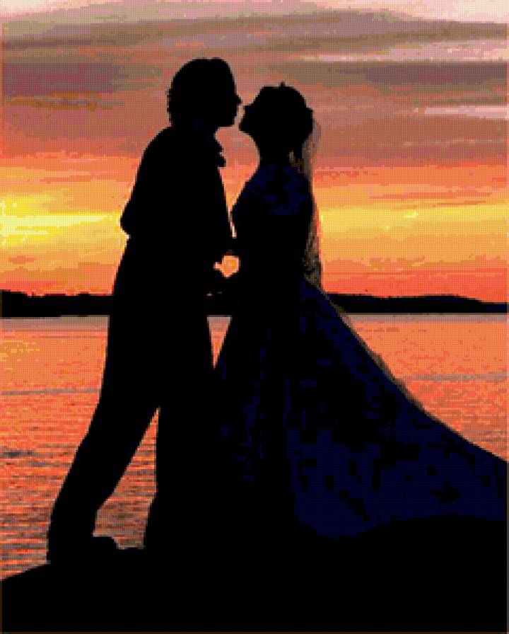Влюблённые - закат, чувства, новобрачные, любовь, вдвоем, свадьба, влюбленные - предпросмотр