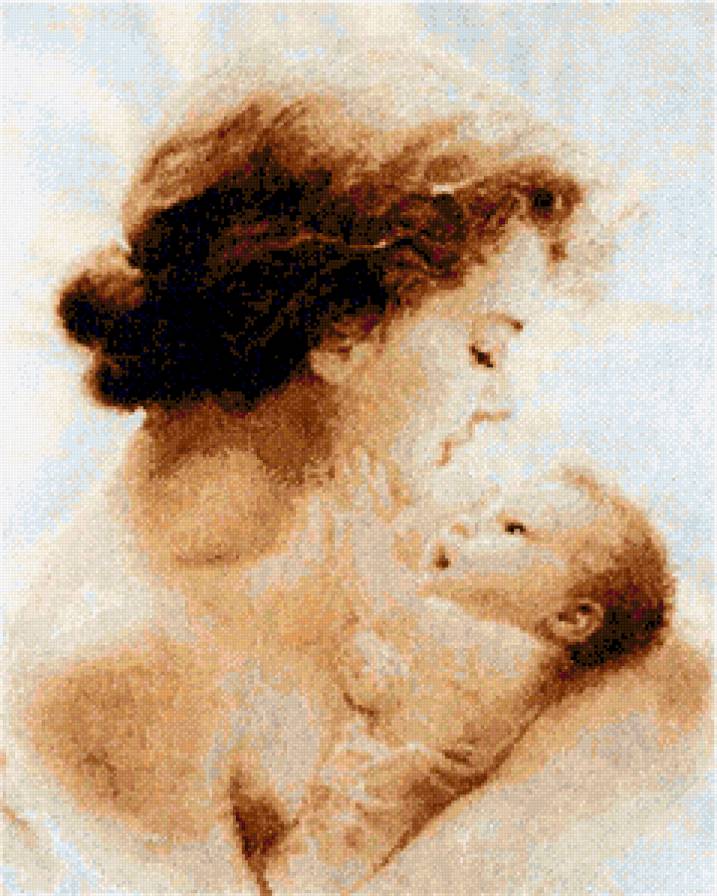 Мать и дитя - дети, малыш, живопись, мама, ребенок, мать, материнство - предпросмотр