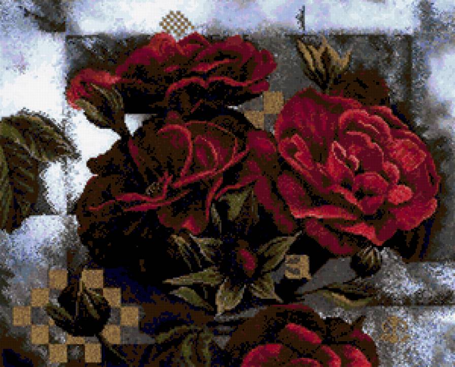 Красные розы на темном - цветы, подушка, розы - предпросмотр