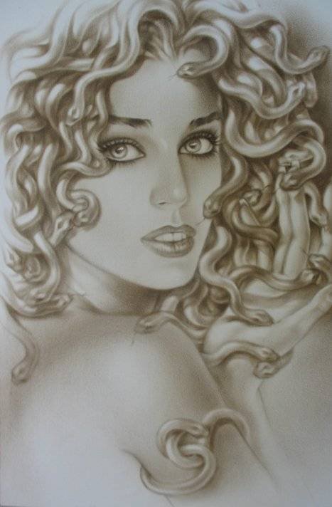 Медуза Горгона - горгона, женский образ, монохром, миф, черно-белый, фэнтези - оригинал