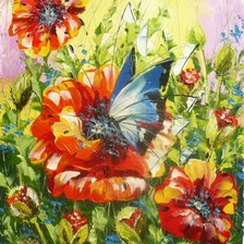 Схема вышивки «Маки и бабочки»