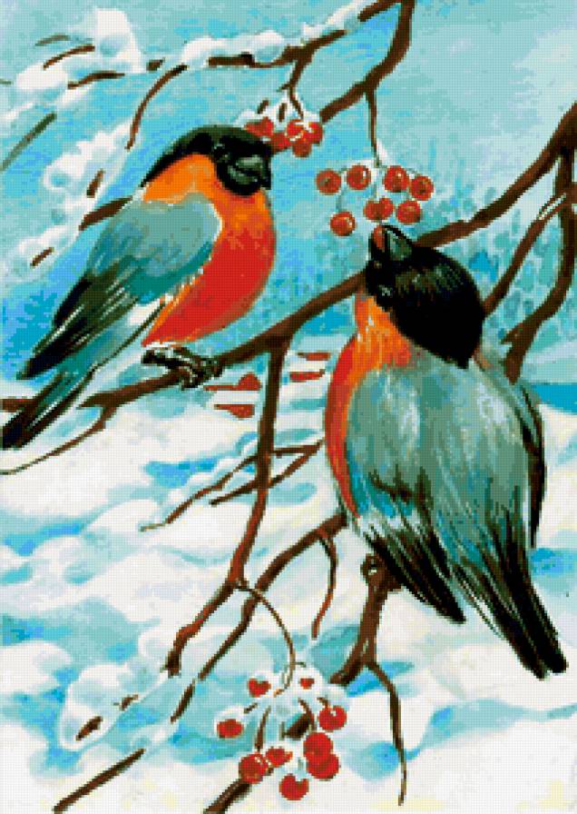 Зимняя сказка - птицы - предпросмотр