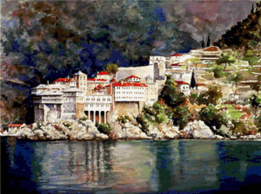Монастырь Григориат. - греция, пейзаж, монастыри., море - предпросмотр