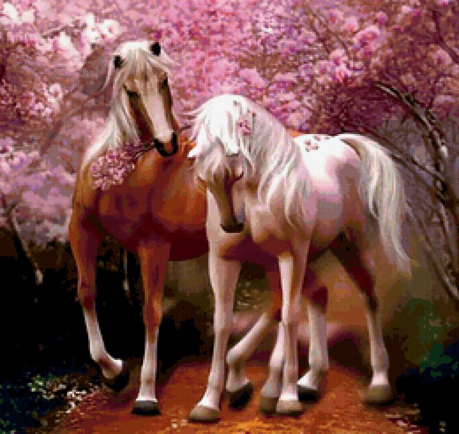 любовь - лошади, картина, животные, природа, фауна - предпросмотр