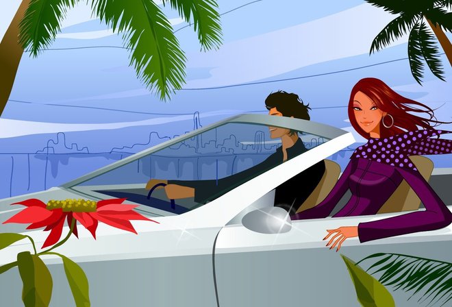 Двое - двое, автомобиль, море - оригинал