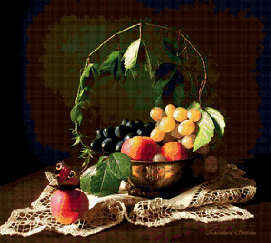 натюрморт - виноград, фрукты, натюрморт - предпросмотр
