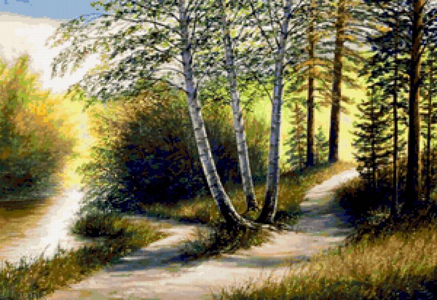 Три берёзки - березы, березки, пейзаж, береза - предпросмотр