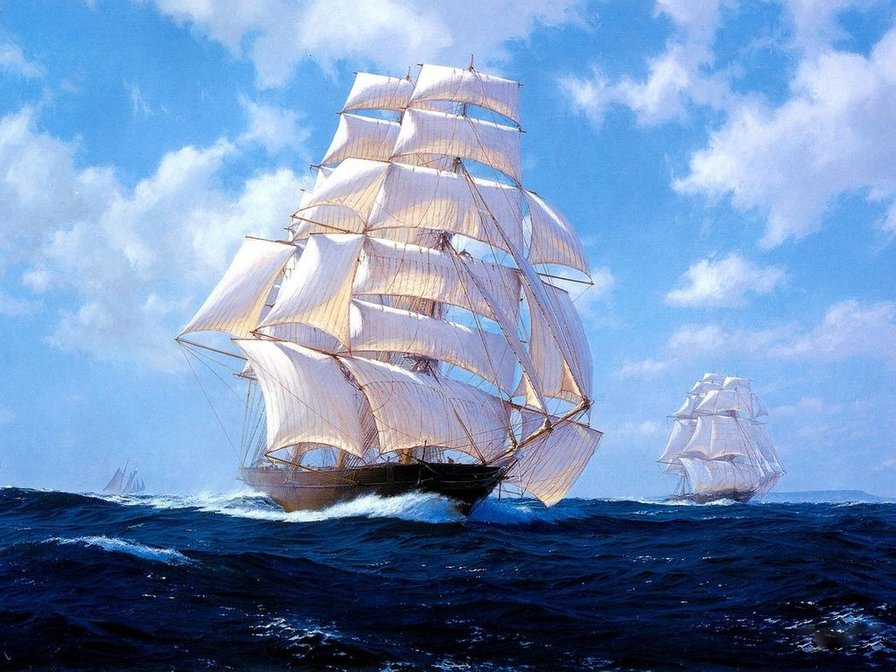 Корабль - парус, океан, корабль, море - оригинал