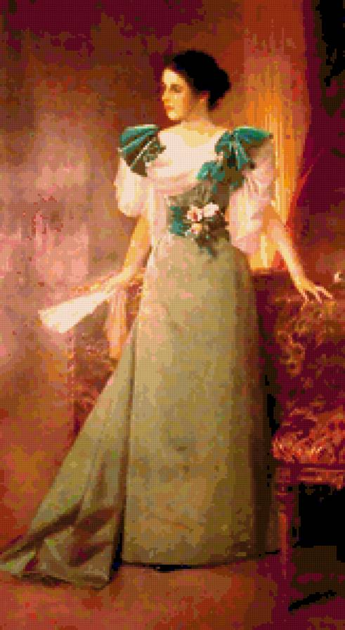 Дама с веером. - картина, дама, живопись, женщина, искусство, классика - предпросмотр