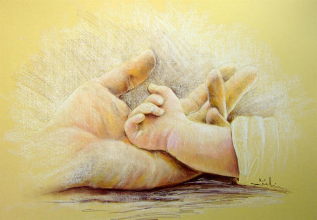 ручки - ребенок, малыш, материнство, руки, мама, младенец, живопись, дети - оригинал