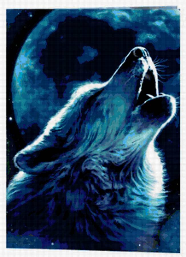 волк - семья, волки, природа, животные, луна - предпросмотр