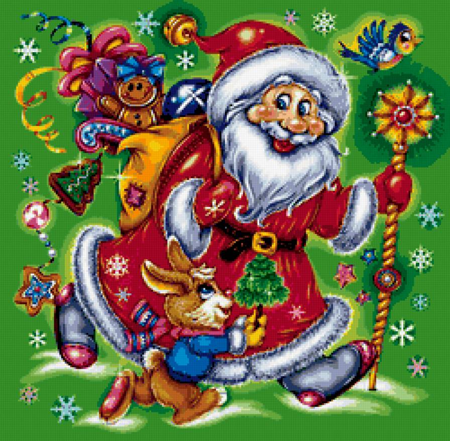 дед мороз - зима, детская, мультик, зайчик, заяц, сказка, подушка, новый год - предпросмотр