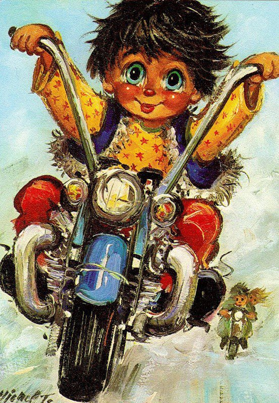 мотоциклист - дети - оригинал