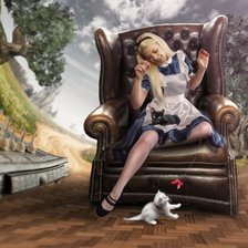 Схема вышивки «Девочка с котятами»