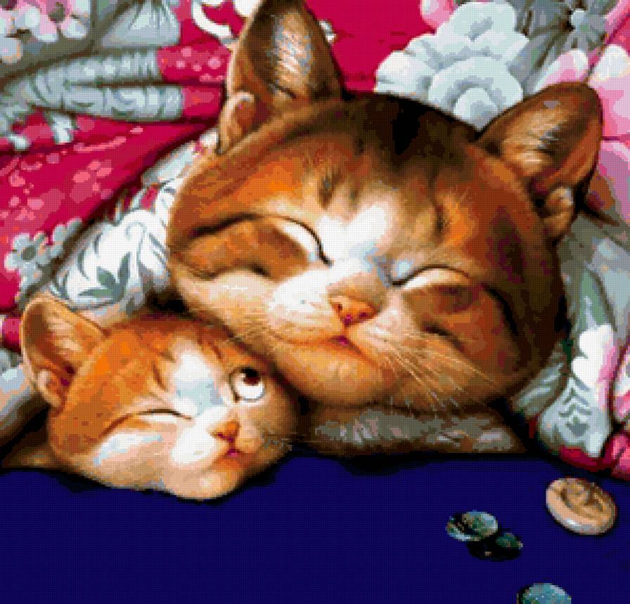 Котята - кот, отдых - предпросмотр