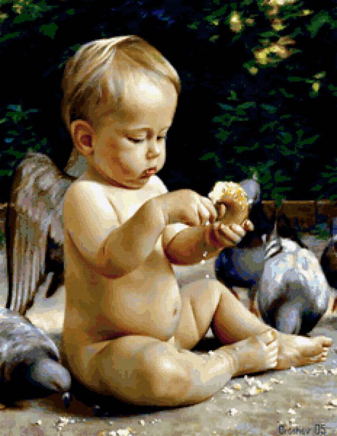 Ангелок - голуби, дети, ангел - предпросмотр