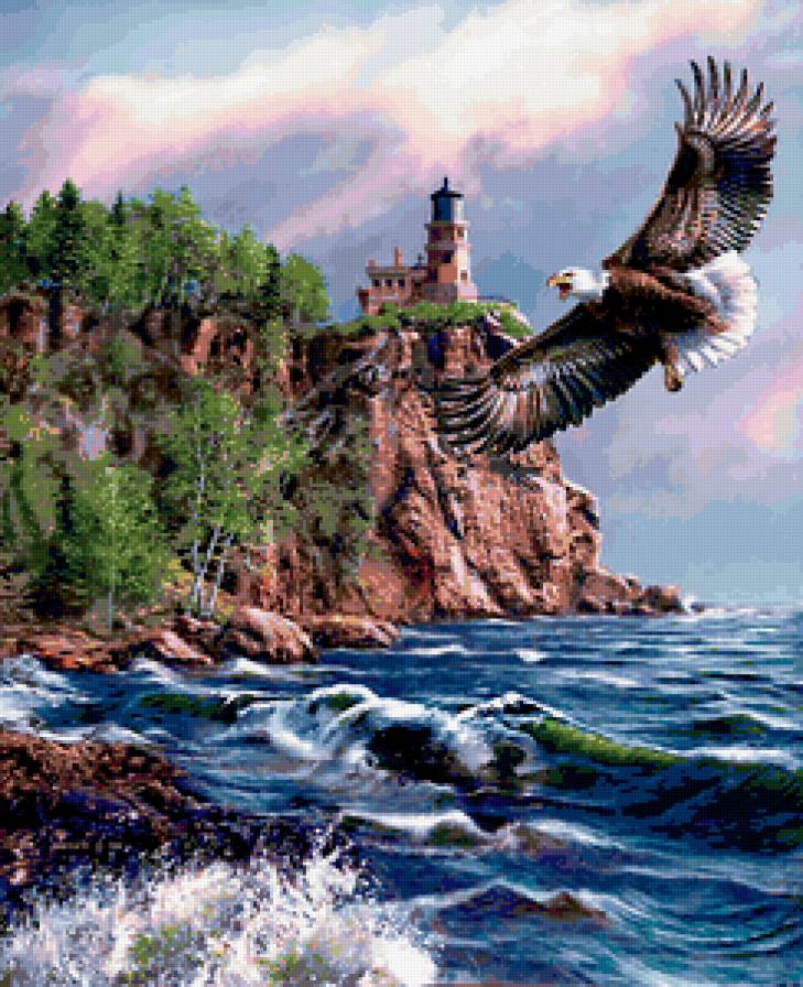 №225160 - море, птиы, орел, маяк - предпросмотр