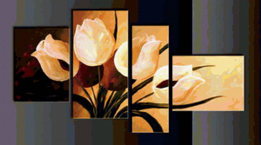ПОЛИПТИХ "ТЮЛЬПАНЫ" - тюльпан, полиптих, цветы, триптих - предпросмотр