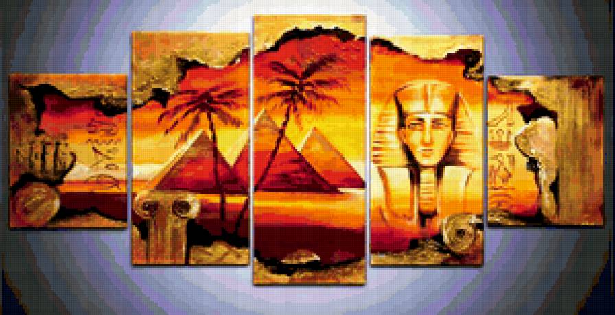 ЕГИПЕТ - пустыня, триптих, пальма, пирамиды, фараон, диптих, полиптих - предпросмотр