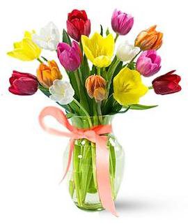 Букет тюльпанов в вазе - тюльпаны, цветы, букет - оригинал