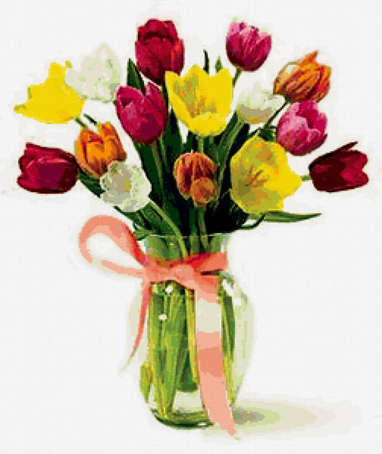 Букет тюльпанов в вазе - цветы, букет, тюльпаны - предпросмотр