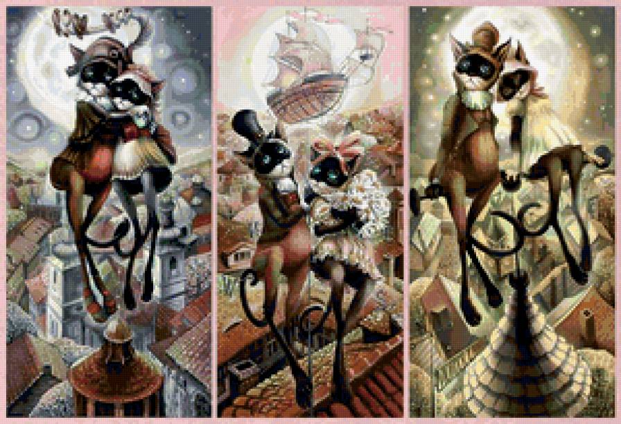 КОШАЧИЙ ФЛЮГЕР - полиптих, мусики, диптих, полет, мечты, кошки, триптих, киски - предпросмотр