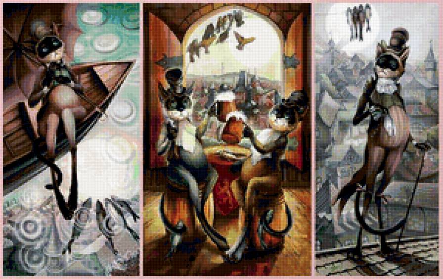 КОШАЧИЙ МИР - мечты, мурляшки, киски, триптих, мусики, полиптих, кошки, диптих - предпросмотр