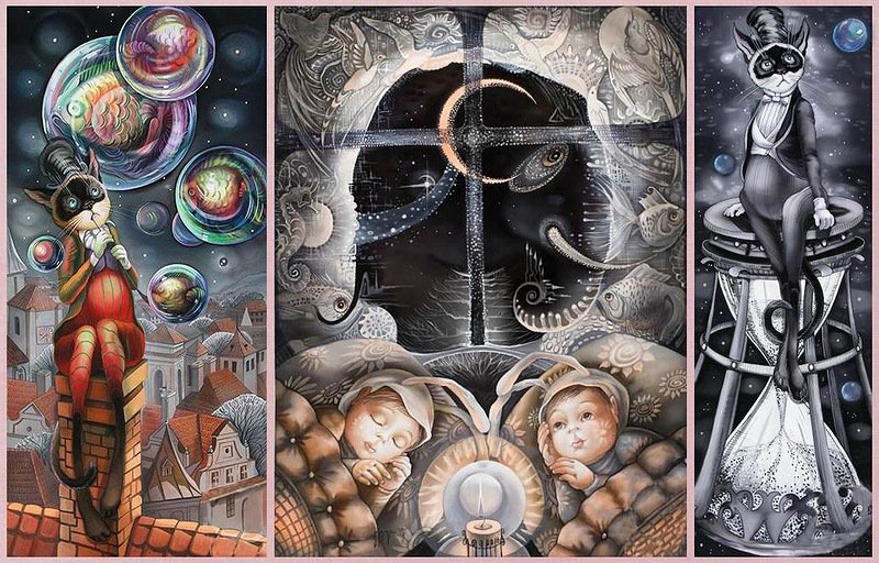 МЕЧТАЮ КОШКУ - мурляшки, диптих, мусики, полиптих, мечты, триптих, киски, кошки - оригинал