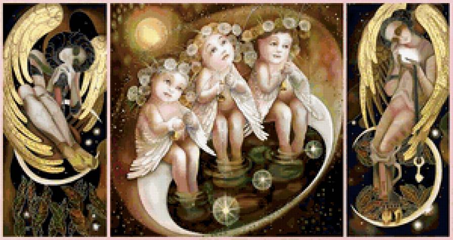 АНГЕЛЫ ЛЮБВИ - диптих, ангелы, валентинки, полиптих, любовь, триптих - предпросмотр